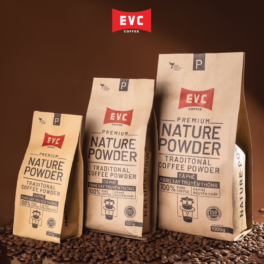 Cà phê rang xay Honey - EVC Nature Powder - Arabica Cầu Đất & Robusta Thuần chủng - 100% Rang mộc, Nguyên Chất
