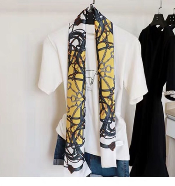 Khăn choàng cổ lụa satin thắt nơ áo sơ mi - Maben