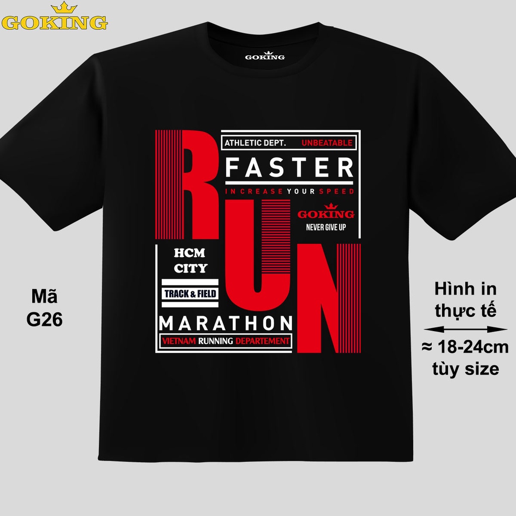 RUN, mã G26. Áo thun trẻ em in chữ siêu đẹp. Áo phông thoát nhiệt Goking cho bé trai, bé gái