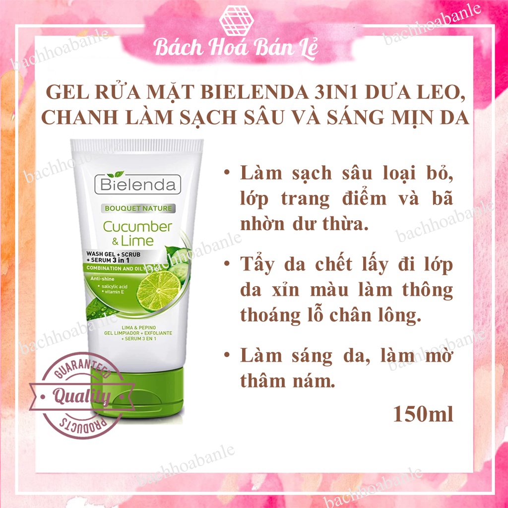 Rửa mặt bielenda 3 in 1, Rửa măt _ Tẩy tế bào chết _ Huyết thanh bielenda