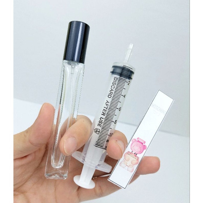 Combo 1 chai chiết nước hoa (trụ cao hoặc nhôm 2 lớp)+ 1 tem nước hoa + dụng cụ chiết nước hoa