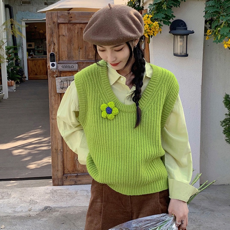 Áo Dệt Kim Sát Nách Dáng Rộng Giả Nhiều Lớp In Hoa Thời Trang Mùa Thu Cho Nữ