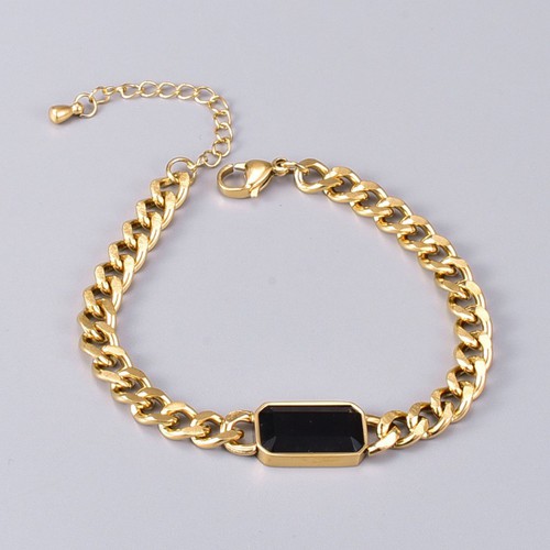 Lắc Tay Dây Xích Mặt Chữ Nhật Titan Ko Đen TT 3560