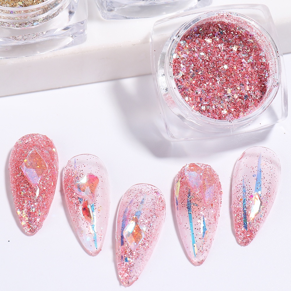 Set 6 Hộp Kim Tuyến Lấp Lánh Trang Trí Móng Tay