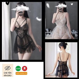 Váy Ngủ Ren Xuyên Thấu, Đầm Ngủ Ren Sexy Cao Cấp Quyến Rủ Khiêu Gợi Siêu Mỏng.