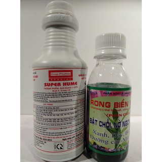 combo phân bón super hume giải độc cây trồng,phát triển bộ rễ + phân bón rong biển xanh , bật chồi ,nở ngọn ,to lá