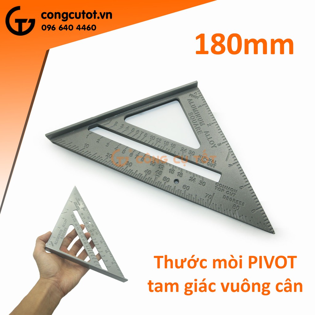 Thước mòi pivot tam giác vuông cân cạnh 180mm