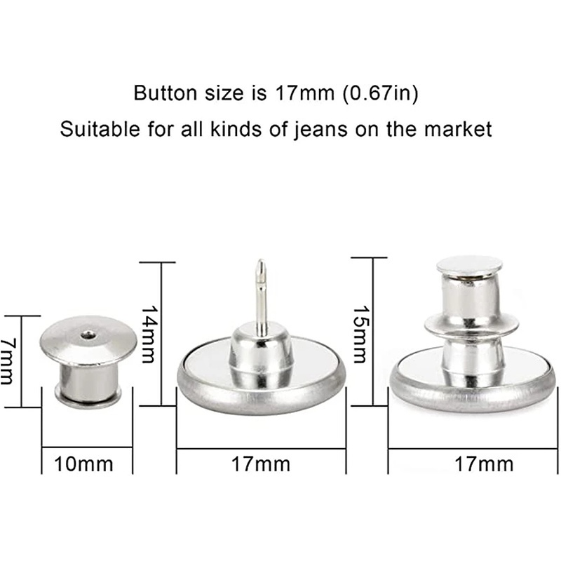 1 Túi Nút Quần Jean/Hạt Kim Loại Không Đường May/ Nút Có Thể Điều Chỉnh Được DIY