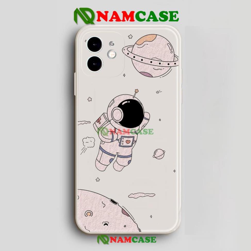 Ốp lưng iPhone Phi hành gia Nasa Cute cạnh viền vuông silicon mềm dẻo cho iphone 6/6s/7/8/X/XS/11/12/13 Pro Plus Max