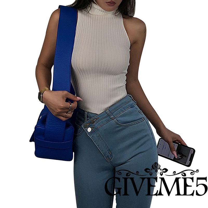 Áo Dệt Kim Nữ Sát Nách Cổ Cao Màu Sắc Thanh Lịch