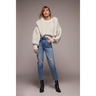 QUẦN JEANS RÁCH DÁNG MOM FIT Zara auth new tag sale 2021
