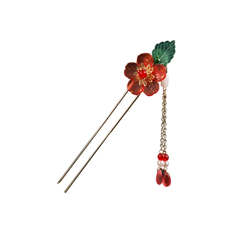 Trâm Cài Tóc Cổ Trang Bằng Kim Loại Đính Hoa Phong Cách Trung Hoa