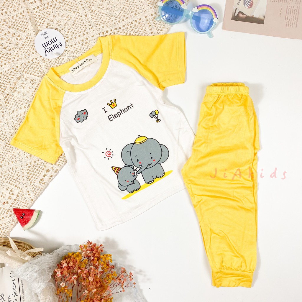 [SALE] Bộ Dài Tay Cho Bé Trai, Bé Gái Minky Mom Vải Thun Lạnh Hoạ Tiết Gấu Xanh, Đồ Bộ Cho Bé Mặc Nhà Thu Đông MKMTD2131