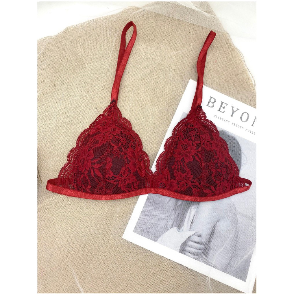 [CHE TÊN] Bộ đồ lót ren nữ Bralette đỏ ren lì có mút mỏng thiết kế cao cấp không đụng hàng BRAHY 043 | BigBuy360 - bigbuy360.vn