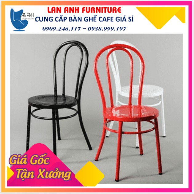 Ghế sắt Thonet lương tựa cao, nhiều màu sắc