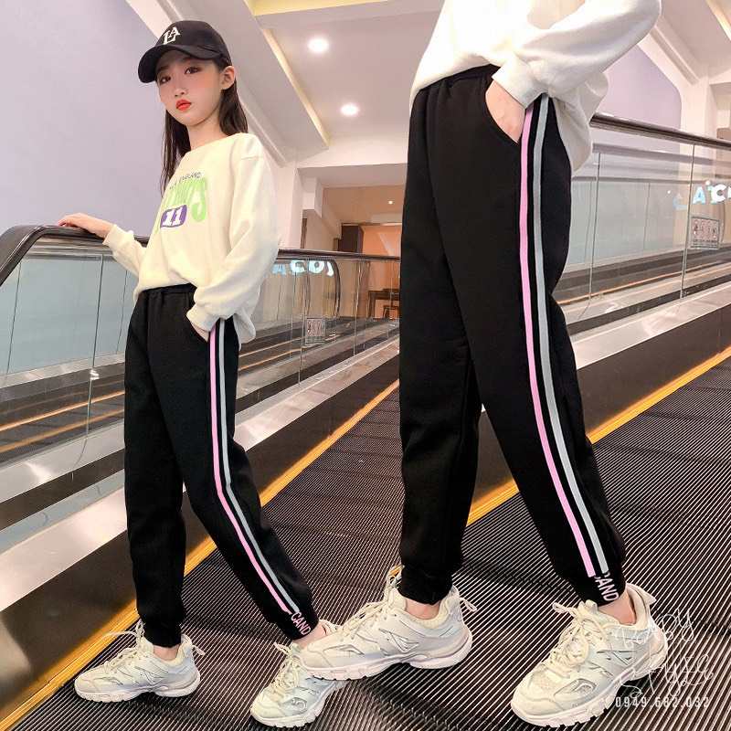 Quần thể thao Nỉ da cá 2 line &quot;CAND&quot; 14-45kg cho bé gái 4-15 tuổi. Form chuẩn, Chất dày dặn. G36