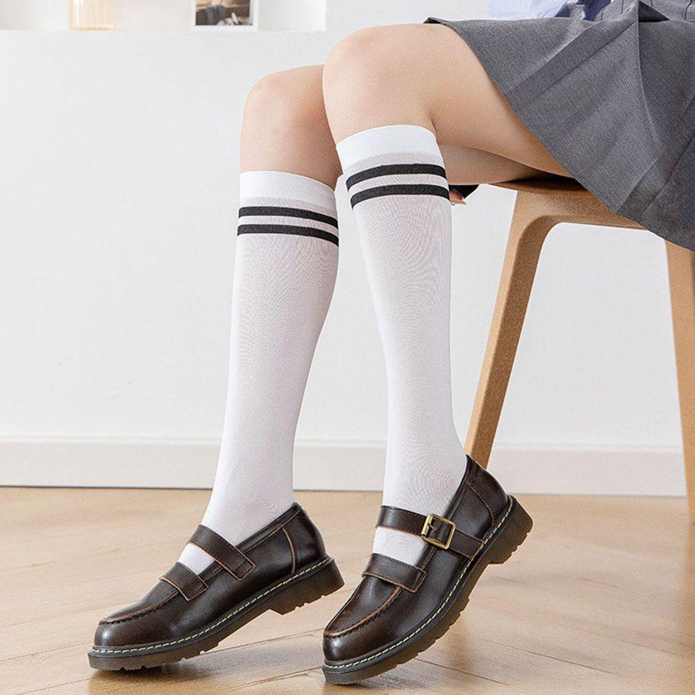 Vớ Thể Thao Dài Ngang Bắp Chân Kẻ Sọc Phong Cách Harajuku Gợi Cảm Cho Nữ