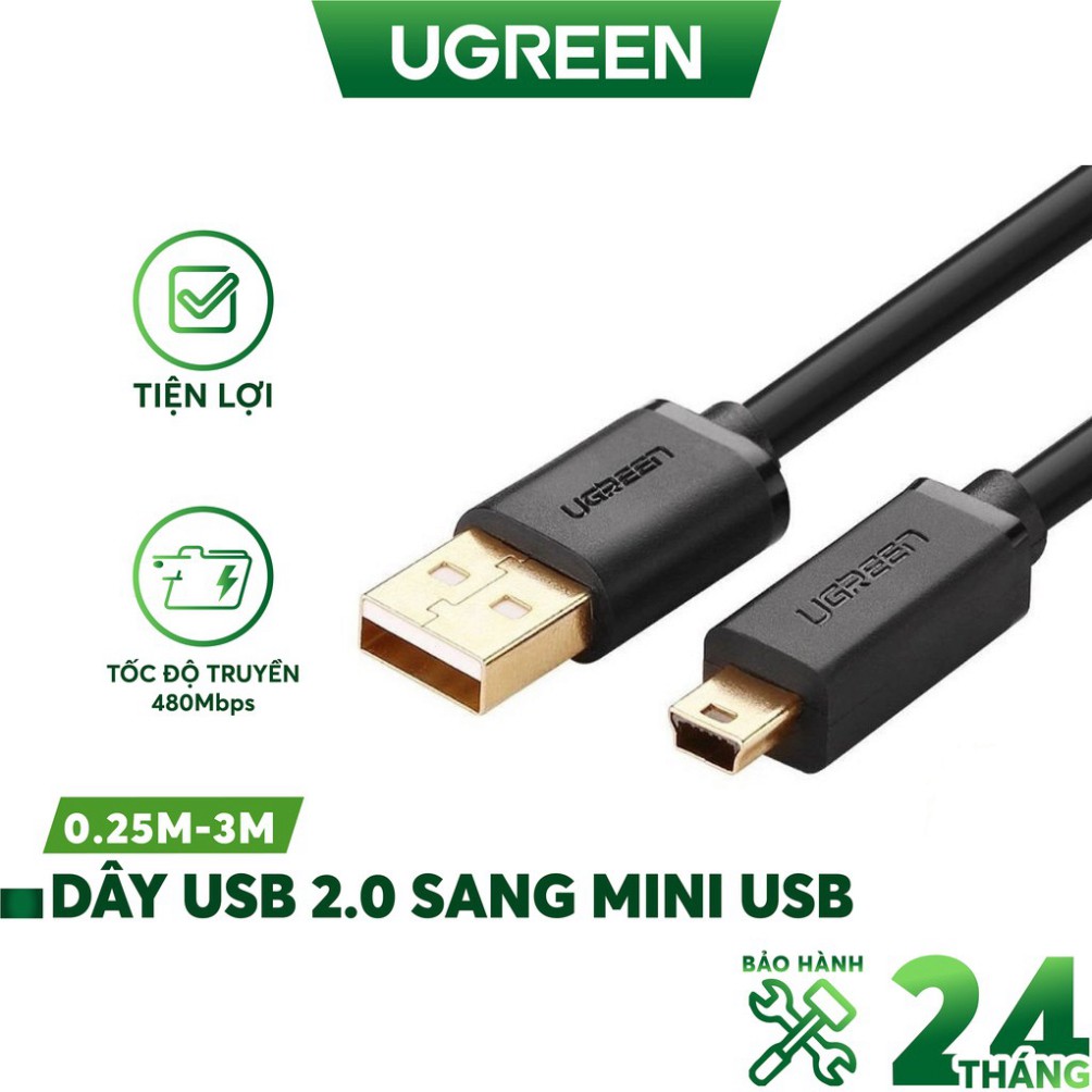 HOT- Dây USB 2.0 sang Mini USB, độ dài từ 0.25-3m UGREEN US132