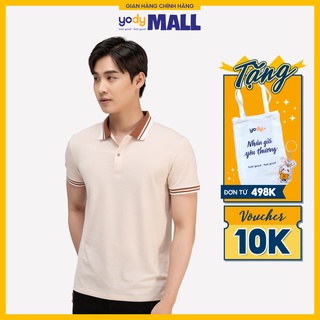 Áo phông polo nam phối bo YODY cổ bẻ dáng trơn co giãn khử mùi tốt APM3641