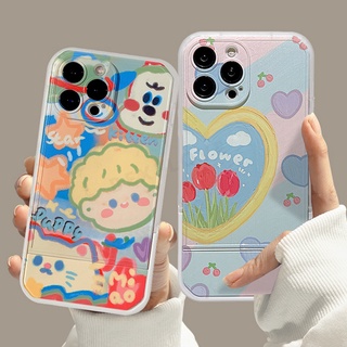 Ốp Điện Thoại Silicon Mềm Trong Suốt Có Giá Đỡ Hình Hoa Cho iPhone 13 12 11 Pro MAX X XR XS MAX 7 8 Plus