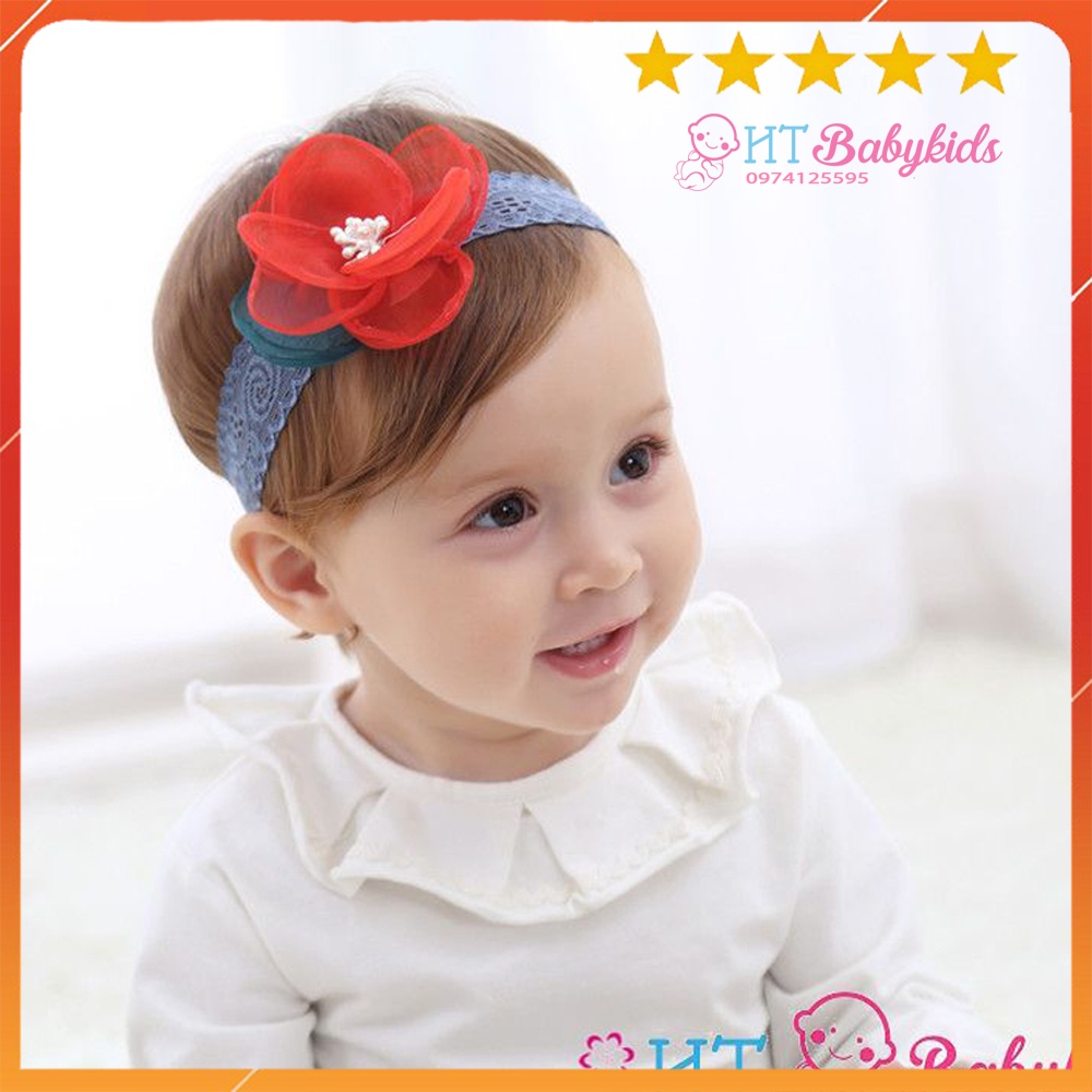 Băng Đô Cho Bé Gái Hoa Voan Đỏ Tết Đáng Yêu