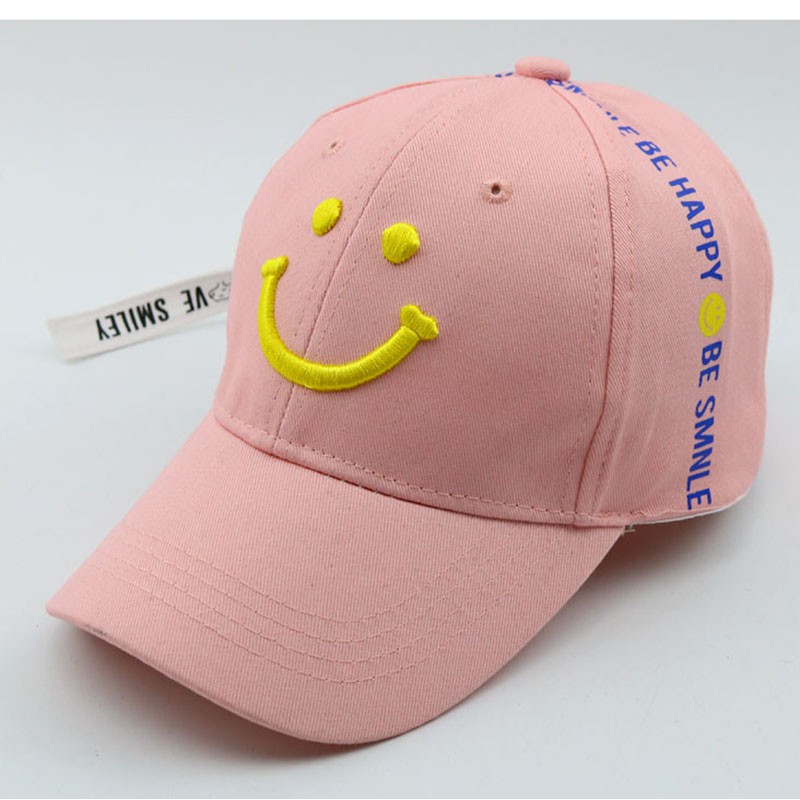 Mũ lưỡi trai thêu hình mặt cười thời trang cho trẻ em