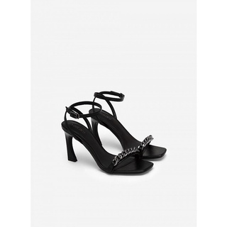 Vascara giày sandal ankle strap quai ngang khóa mắt xích kim loại - sdn 0710 - màu đen