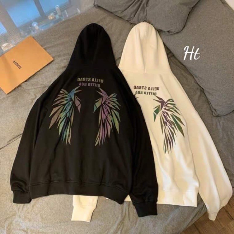Áo hoodie phản quang 7 màu đôi cánh thiên thần thuỷ tinh