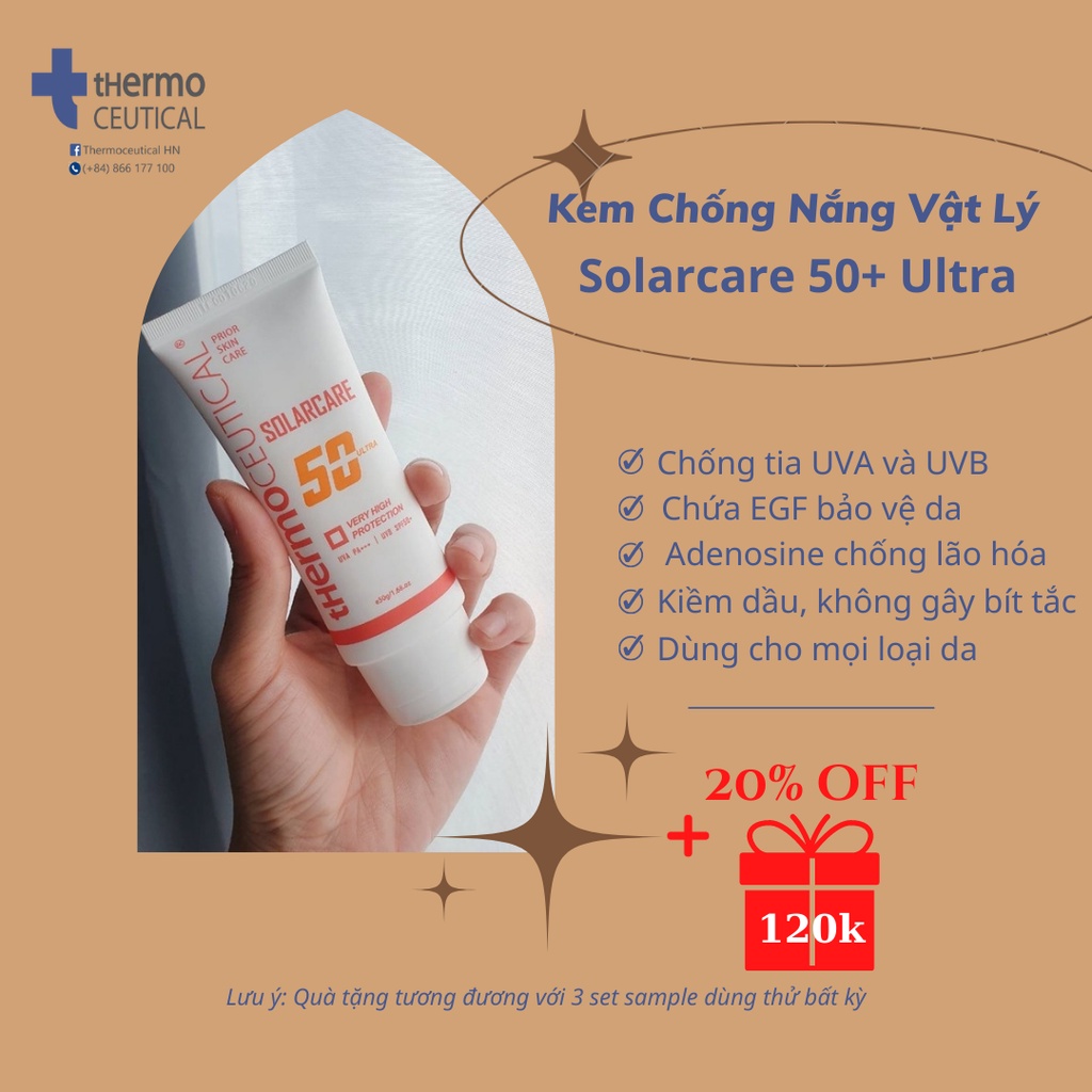 Kem chống nắng dưỡng da cho mọi loại da không gây bết dính #thermoCEUTICAL #solarcare 50+++ultra