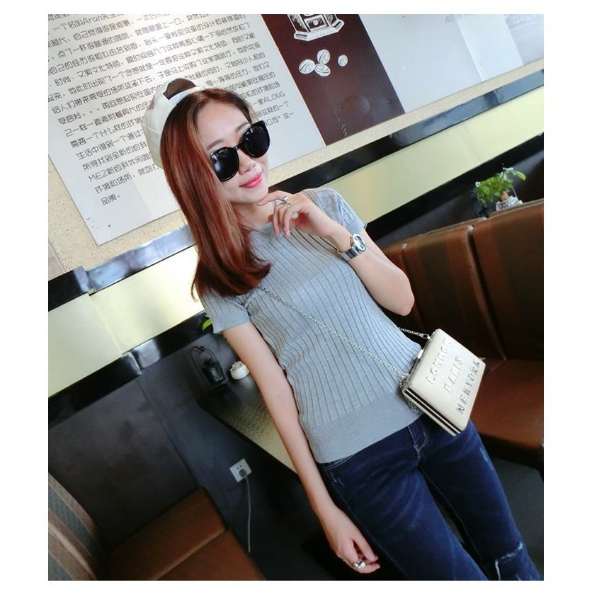 SUXI Áo Thun Nữ Ngắn Tay Dáng Ôm