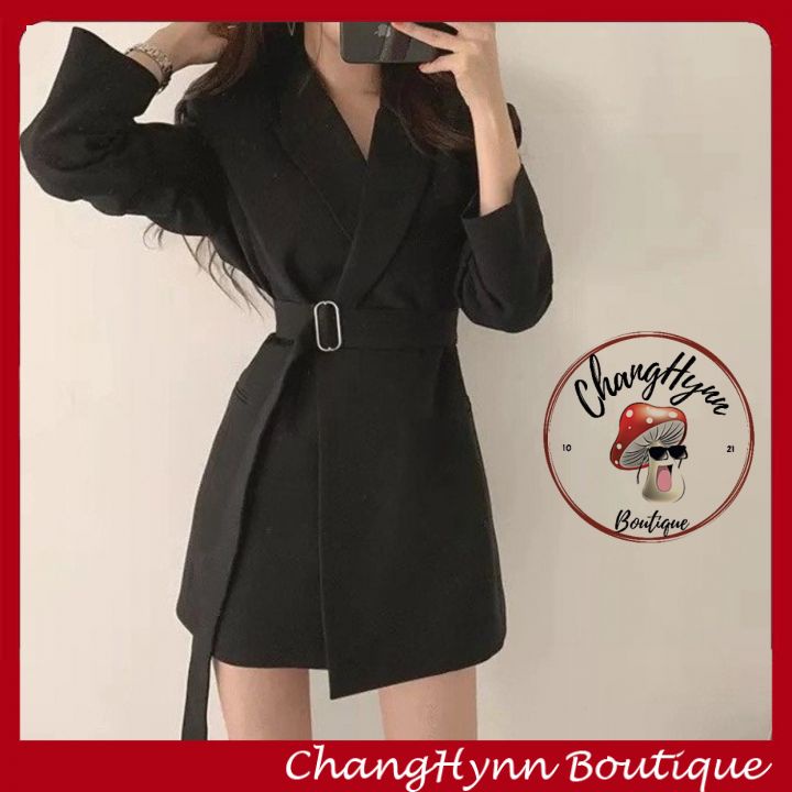 Áo Blaze Dáng Dài Kèm Thắt Lưng Restro Sang Trọng Phong Cách Hàn Quốc Kèm Ảnh Thật