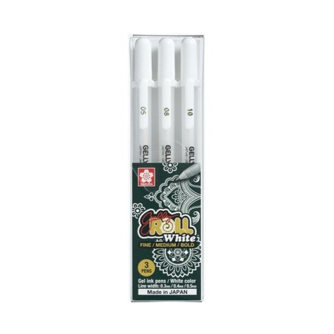 Bộ 3 bút trắng gelly roll kèm hộp, GELLY ROLL WHITE SET 3 PCS-Dụng cụ vẽ Tâm Tâm