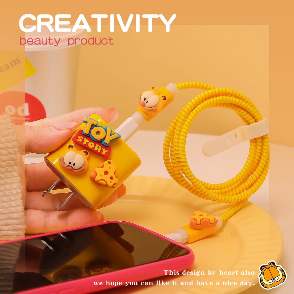 Phụ kiện bảo vệ cáp sạc thiết kế hình nhân vật hoạt hình dễ thương thích hợp cho compatible  for iPhone 13 20w 11 12promax