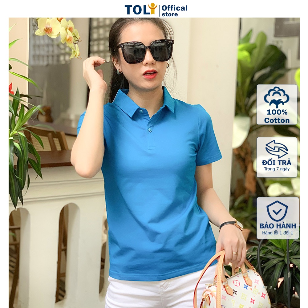Áo thun nữ Cổ Sơ Mi (Cổ trụ) TOLI, chất cotton 4 chiều mềm mịn, co dãn Xanh Ya