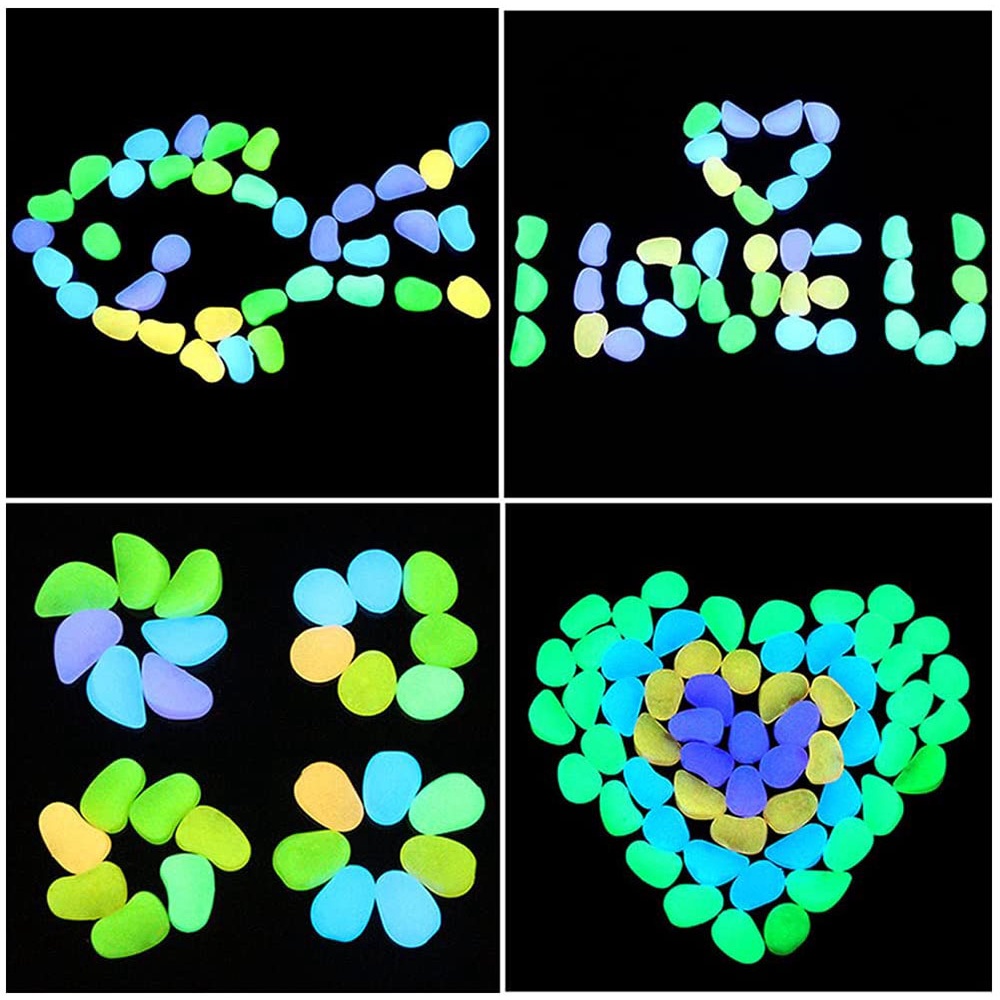 AQUARZOO 10/50/100 PCS Aquarium Colorful Glowing Stones, Fish Tank Glow Gravel, Glow in The Dark Aquarium Pebbles, Decorative Gravel Rocks, Glowing Pebbles Luminous Stones