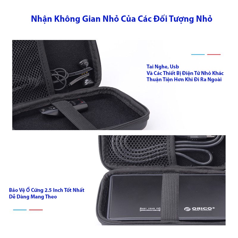 Túi đựng sạc dự phòng tai nghe ổ cứng cáp thẻ chống sốc bảo vệ Orico PHD 25