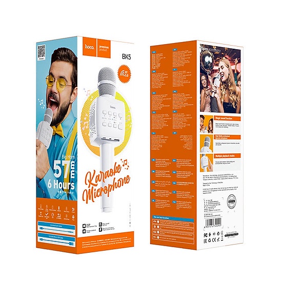 Mic KÈM LOA Karaoke Bluetoooth BK5 Chính hãng HOCO_Có LED đủ màu_Siêu bền