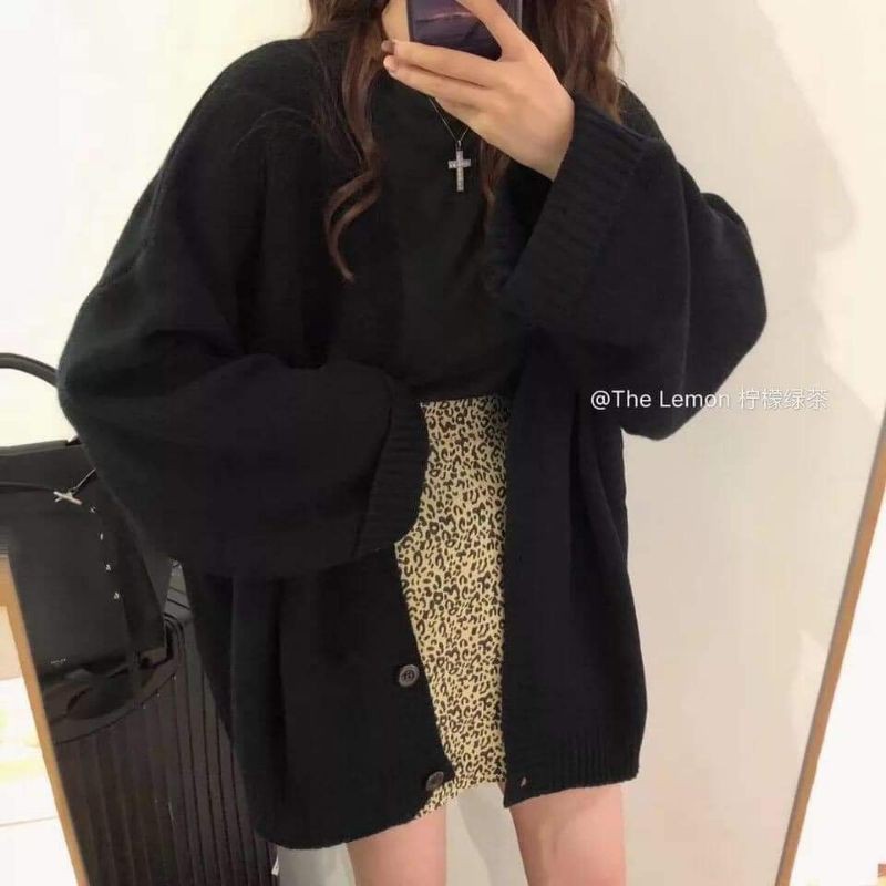 Áo khoác cardigan len form rộng dáng dài