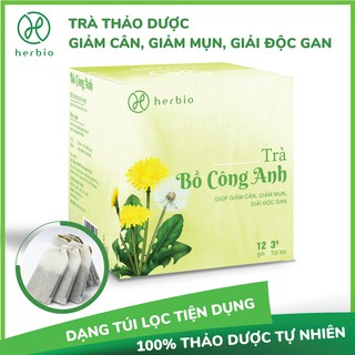 Trà Bồ Công Anh Herbio, giúp giảm cân, giảm mụn, mát gan giải độc , hộp 12 gói