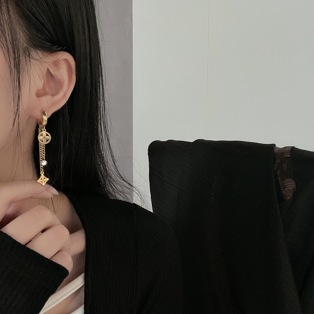 Khuyên Tai Mạ Vàng Đính Đá Thời Trang Hàn Quốc
