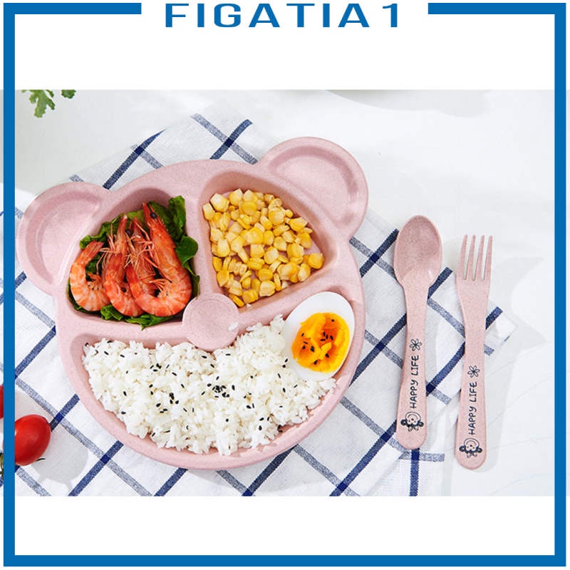 Bộ Đĩa Chia 3 Ngăn Chống Rò Rỉ Màu Hồng figatia1 Cho Bé