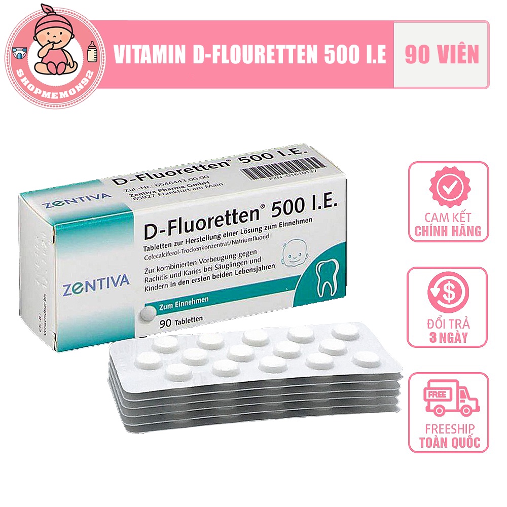 Viên uống Vitamin D-Flouretten 500 I.E của Đức cho bé từ 2 tuần tuổi