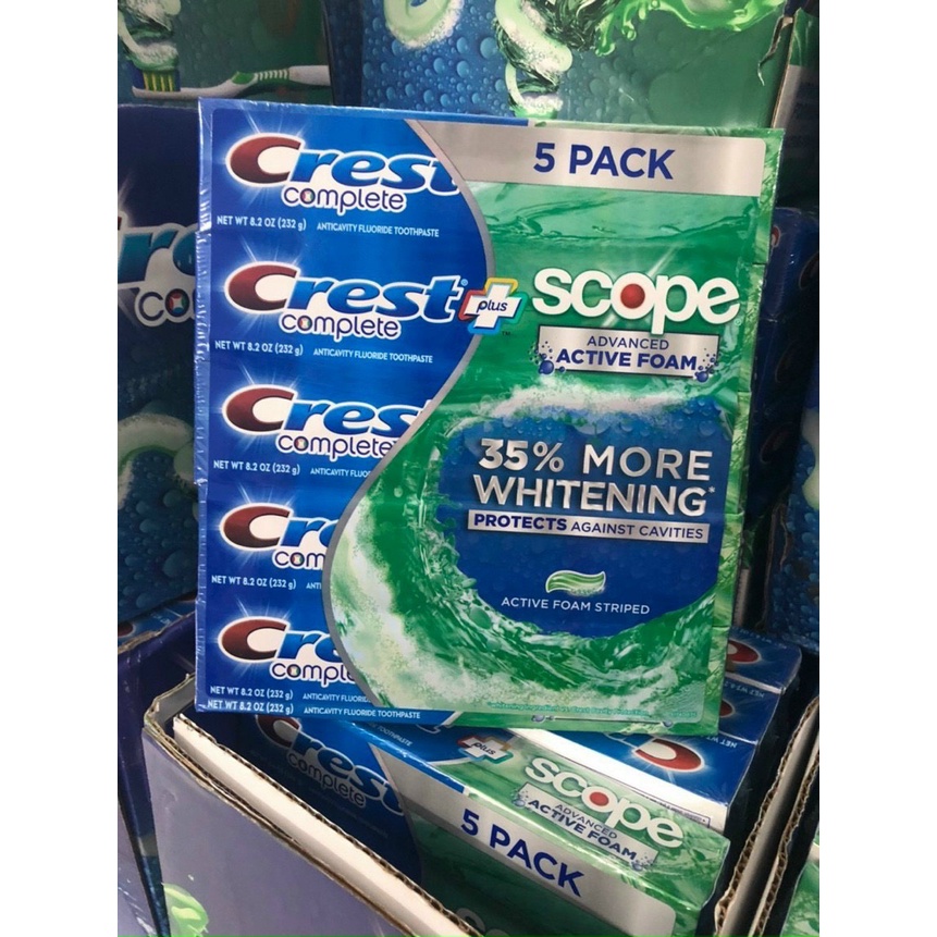 Kem đánh răng Crest complete Extra Whitening Scope Advanced Freshness 232g Của Mỹ