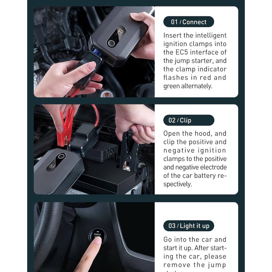 Kích bình cho ô tô 20000mAh baseus super max car jump starter