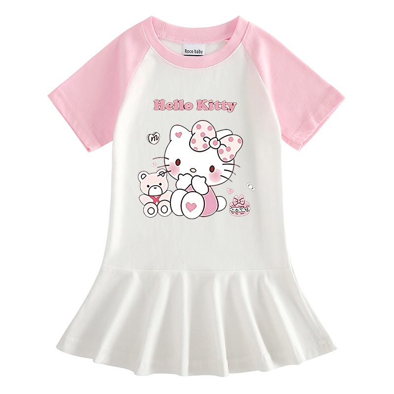 Đầm Hello Kitty Phong Cách Châu Âu Cho Bé Gái