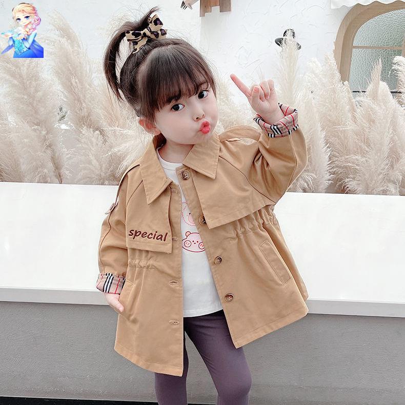 Áo Khoác Gió Dáng Dài Thời Trang Xuân Thu Hàn Quốc Mới Cho Bé Gái 2021