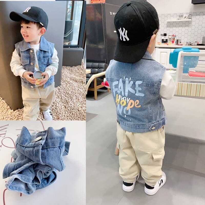 Áo Khoác Denim Không Tay Mềm Mại Thời Trang Mùa Xuân 2022 Dành Cho Bé Trai