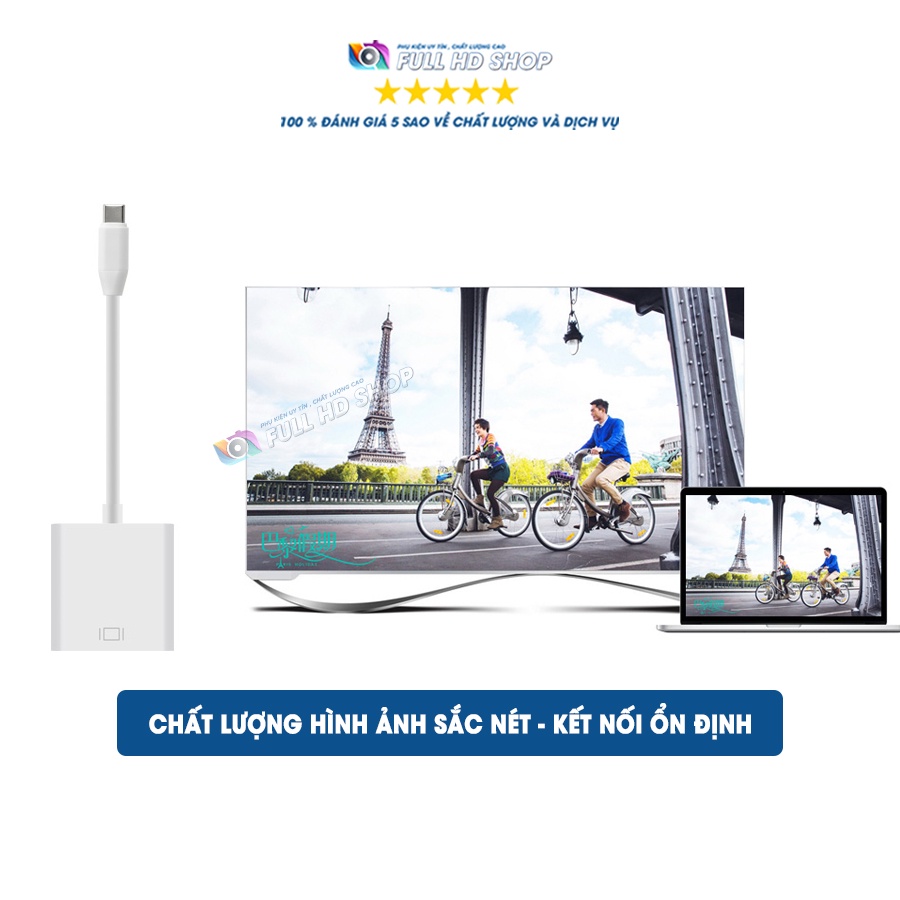 Bộ Chuyển Đổi Type C sang VGA - Truyền hình ảnh cổng Type C ra màn hình / máy chiếu cổng VGA - Full HD Shop Mã HD19