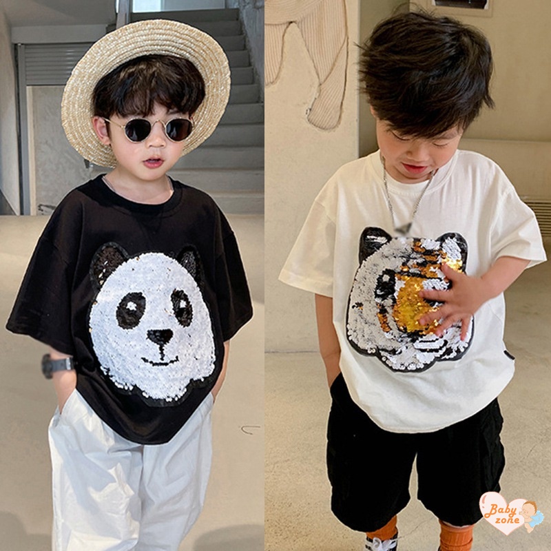 Áo Thun Ngắn Tay In Hình Hoạt Hình Cho Bé 1-7 Tuổi