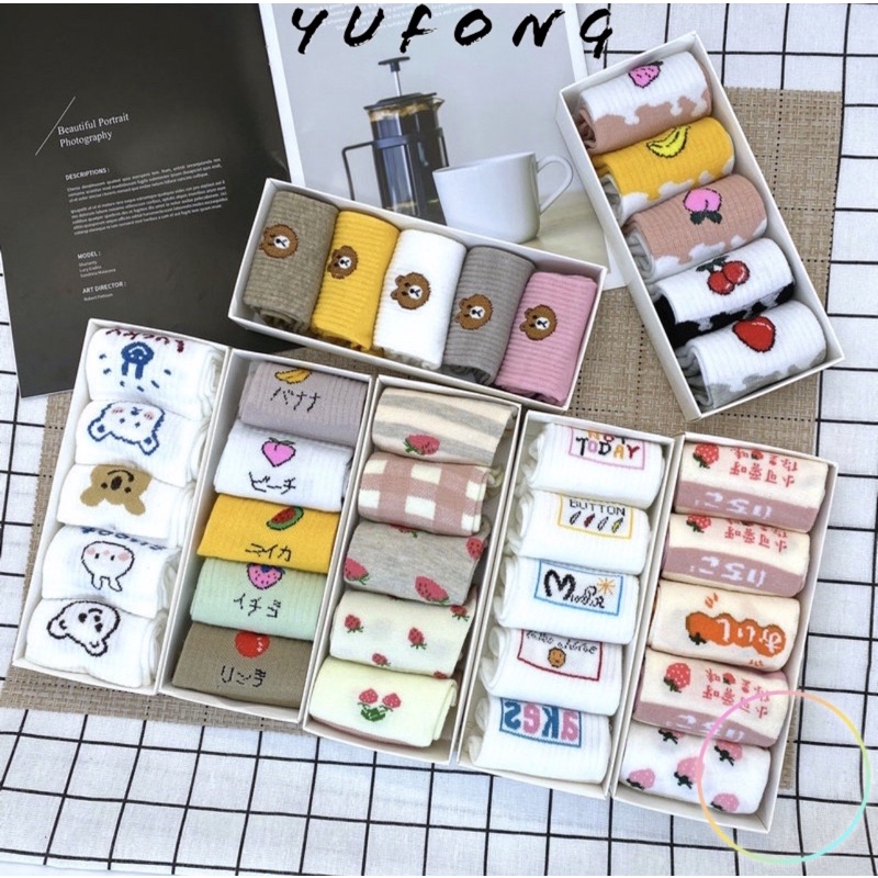 Tất Polyester bông mền đóng hộp (1 hộp/5đôi) 268